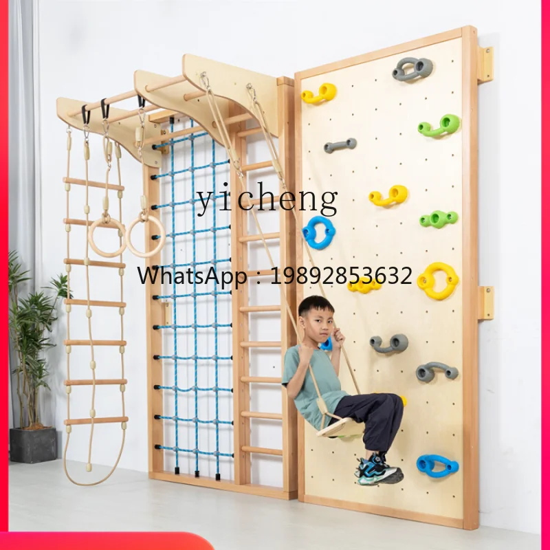 AH   Children's  Indoor Beech Body Fitness Climbing Frame Baby Activity Frame Swing Climbing Wall Toy