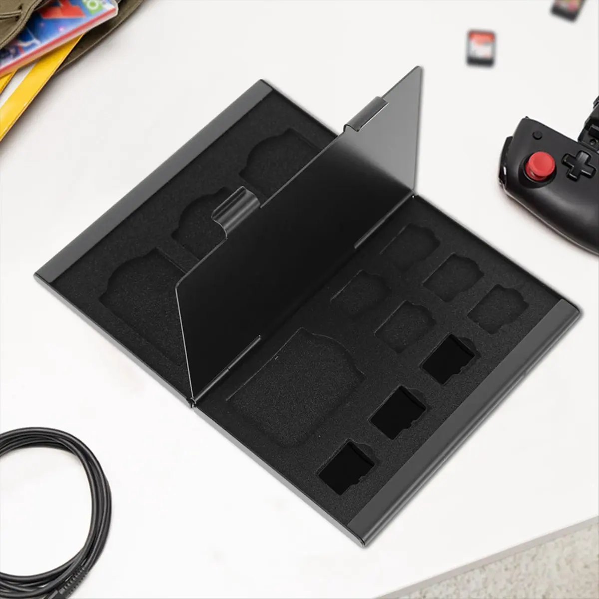 ABGN Portable Memory Card Case - Anti-Static, Mini Carrying Storage Box with Slots for 4 SD Cards and 8 TF Cards Memory Cards