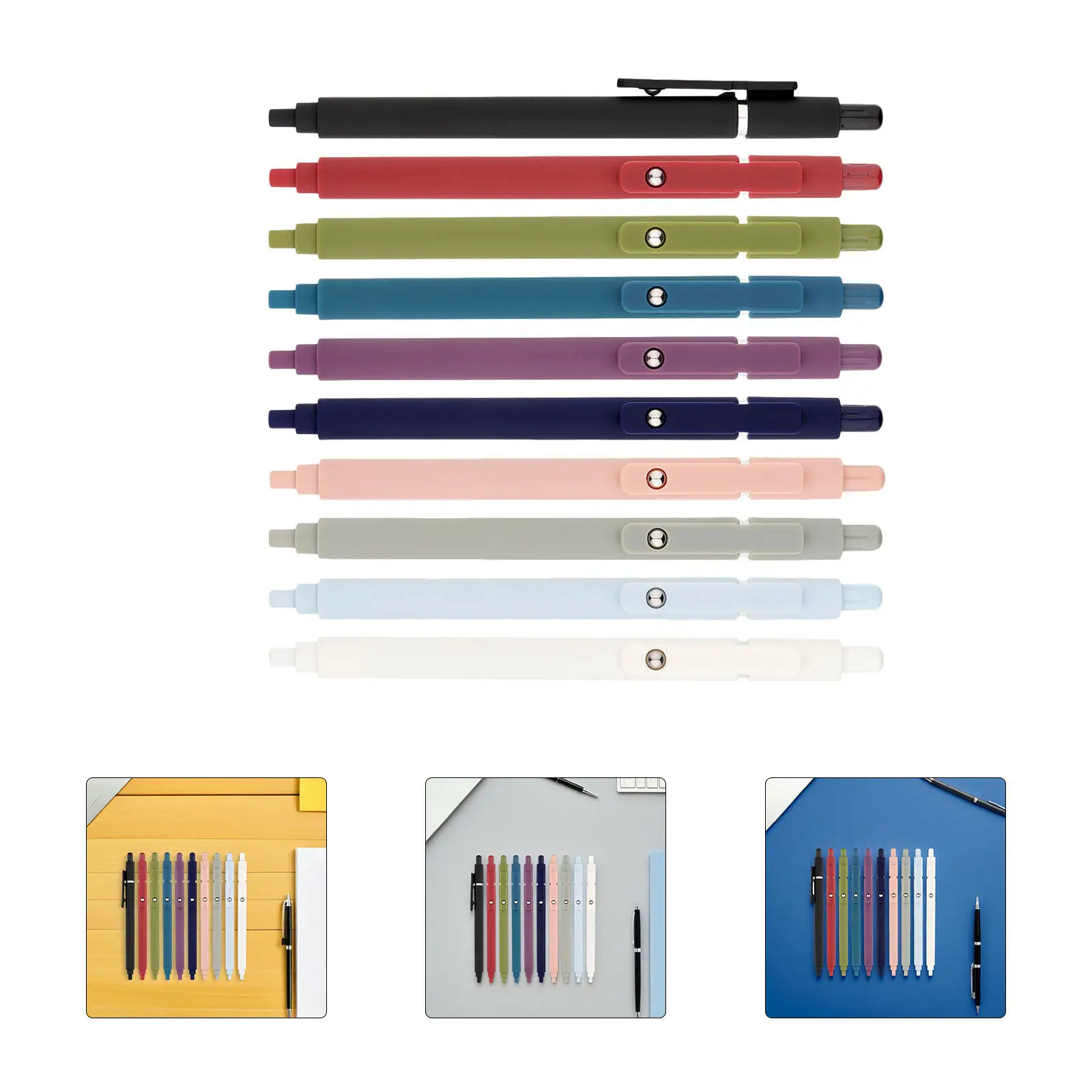 

10Pcs Retractable Ballpoint Pens Black Ink Smooth Click Pens Fine Tip Quick Dry Ink for Journaling Supplies Office School