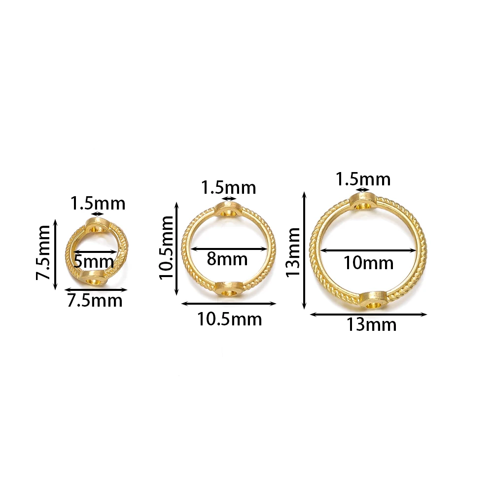 30/50/100pcs Round Frame Wrapped Bead Double Straight Hole Loose Spacer Beads for Bracelet Jewelry Making DIY Accessories