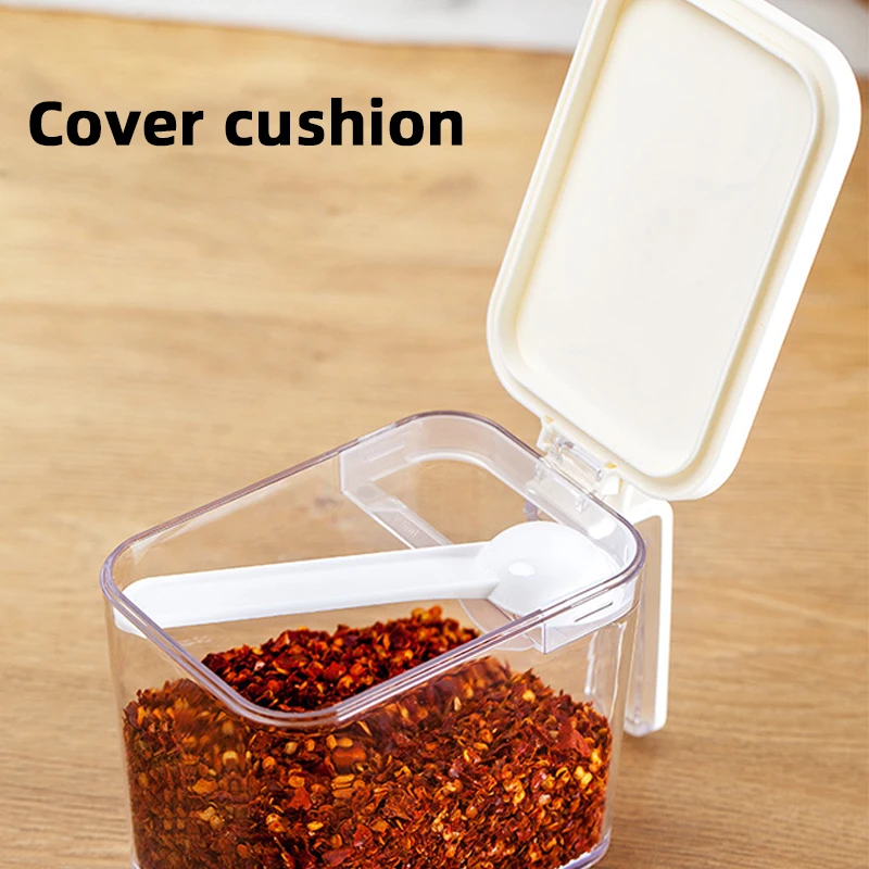 Kitchen Seasoning Box Spice Salt Sugar Jars Pepper Condiment Storage Transparent Container With Spoon Kitchen Accessories