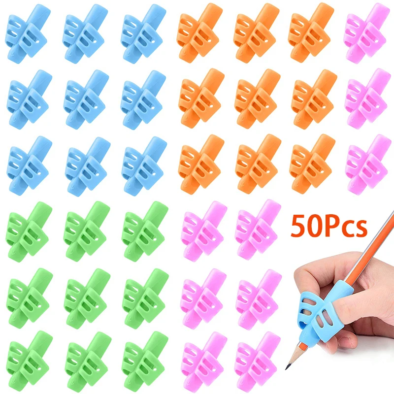 

50Pcs Silicone Pencil Holder Pen Writing Aid Grip Posture Correction Tool for kids Handwriting Posture Correction