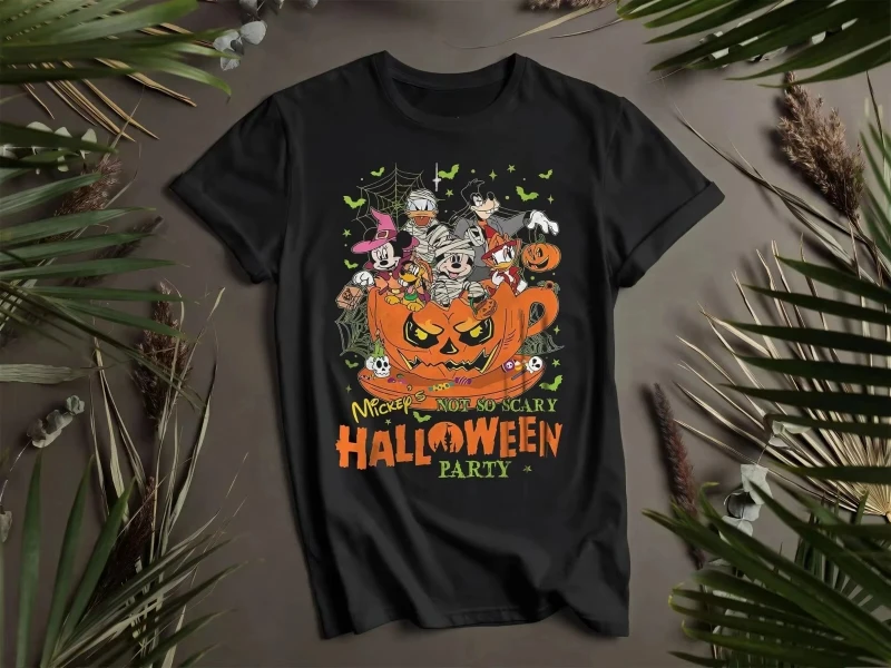 

Мужская футболка с Микки Маусом на Хэллоуин Диснея, повседневная одежда для отдыха и тематических занятий, унисекс, хлопковая, с короткими рукавами, большого размера, 2025 г.
