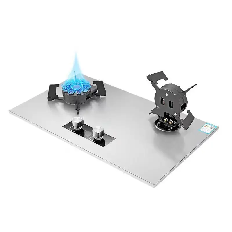 ปุ่มลูกบิดท็อปโต๊ะขอบโลหะ แก๊สธรรมชาติ / เตาแก๊สสองหัว