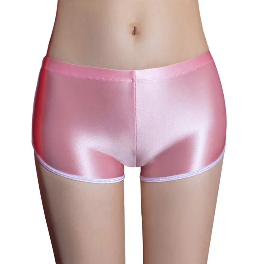 Sexy Damen Öl glänzend glänzend sichere Unterwäsche für Damen elastische Stretch-Seitenstreifen glatte Sicherheitsshorts Höschen Hosen