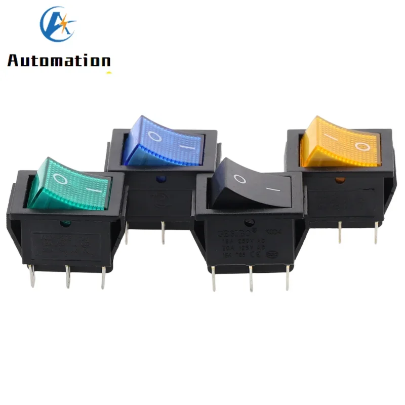 1pcs KCD4 Latching Rocker Switch Power Switch 2/3 Position 6/4Pins Electrical Equipment with Light Switch 16A 250VAC/ 20A 125VAC