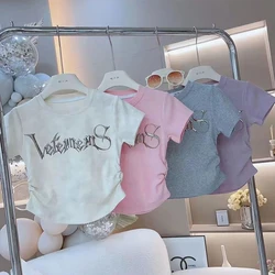 Nieuwe Meisje T-shirt Lente Baby Katoenen Tops Tees Kleding Kinderkleding Zomer Tiener Kids T-shirts Korte Mouw 4-14Y