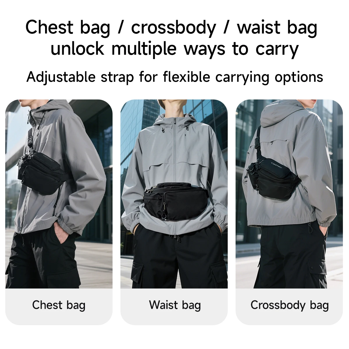 Tigernu Chest Bags For Men Sports Fanny Pack Oxford Waist Bags Men's Breasts Tactical Shoulder Bags Outdoor Sling Bags Belt Bag