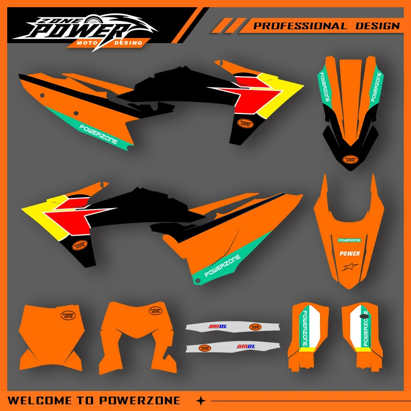 

POWERZONE For KTM EXC 2024 2025 2026 EXC-F SXF 2023 2024 2025 Motocross Graphics Background Sticker Decal Kits Customized 06