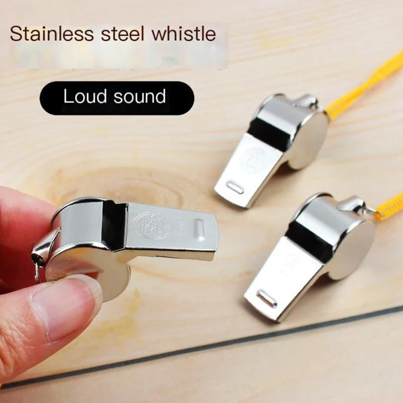 

Loud Metal Whistle Team Sport With Rope Strong Sport Whistle Compact Wear Resistant Stainless Steel Whistles Lifeguards