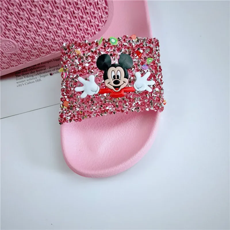 Cartoon Mickey Mouse Baby Shoes For Girls Children Lovely Cartoon Princess Flat Kid Beach Home Shoes Inside and Outside Slippers