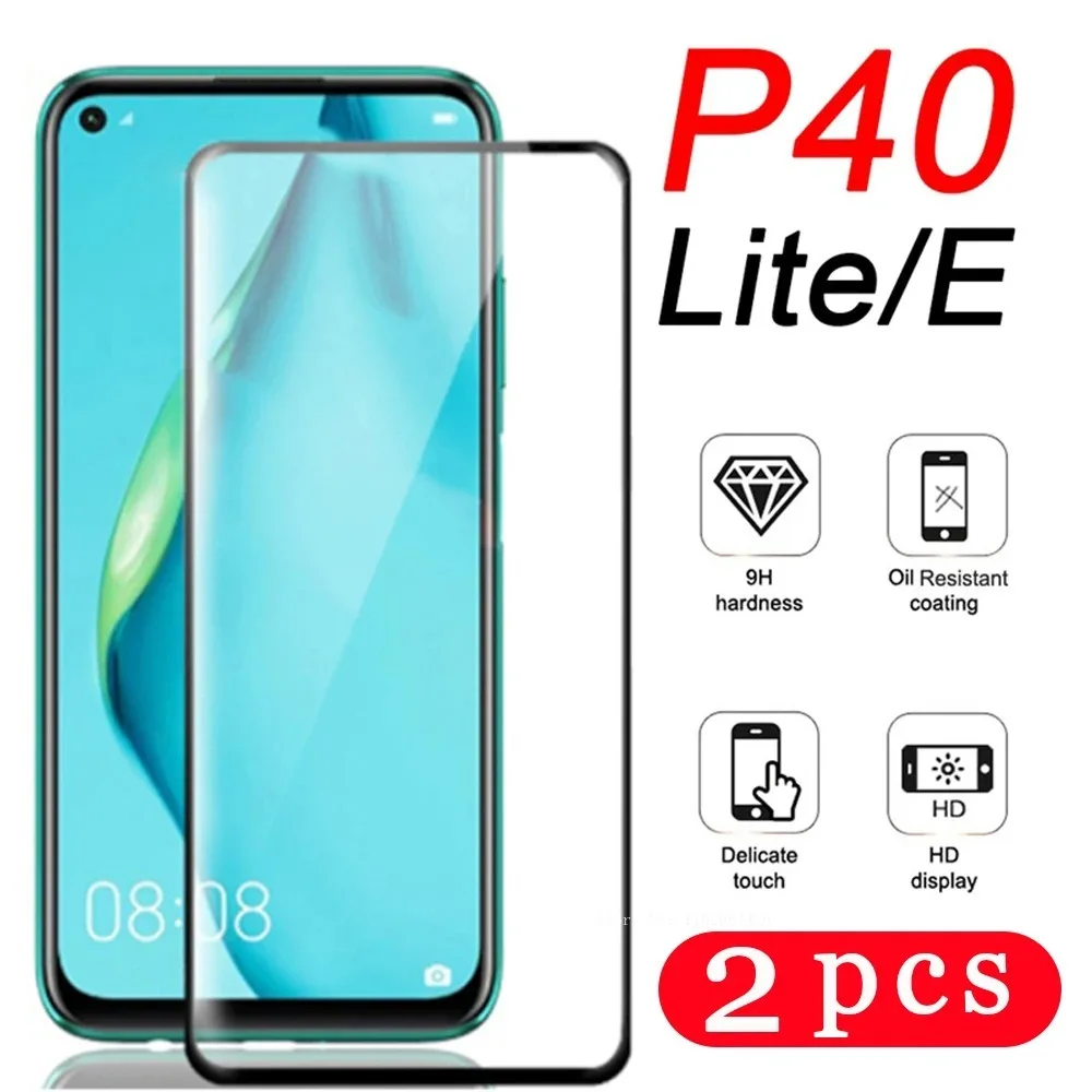 

2Pcs 9H for Huawei P40 Lite E P40 Pro Plus Tempered Glass P30 Lite P20 Pro Phone Screen Protector Protective Film on The Glass