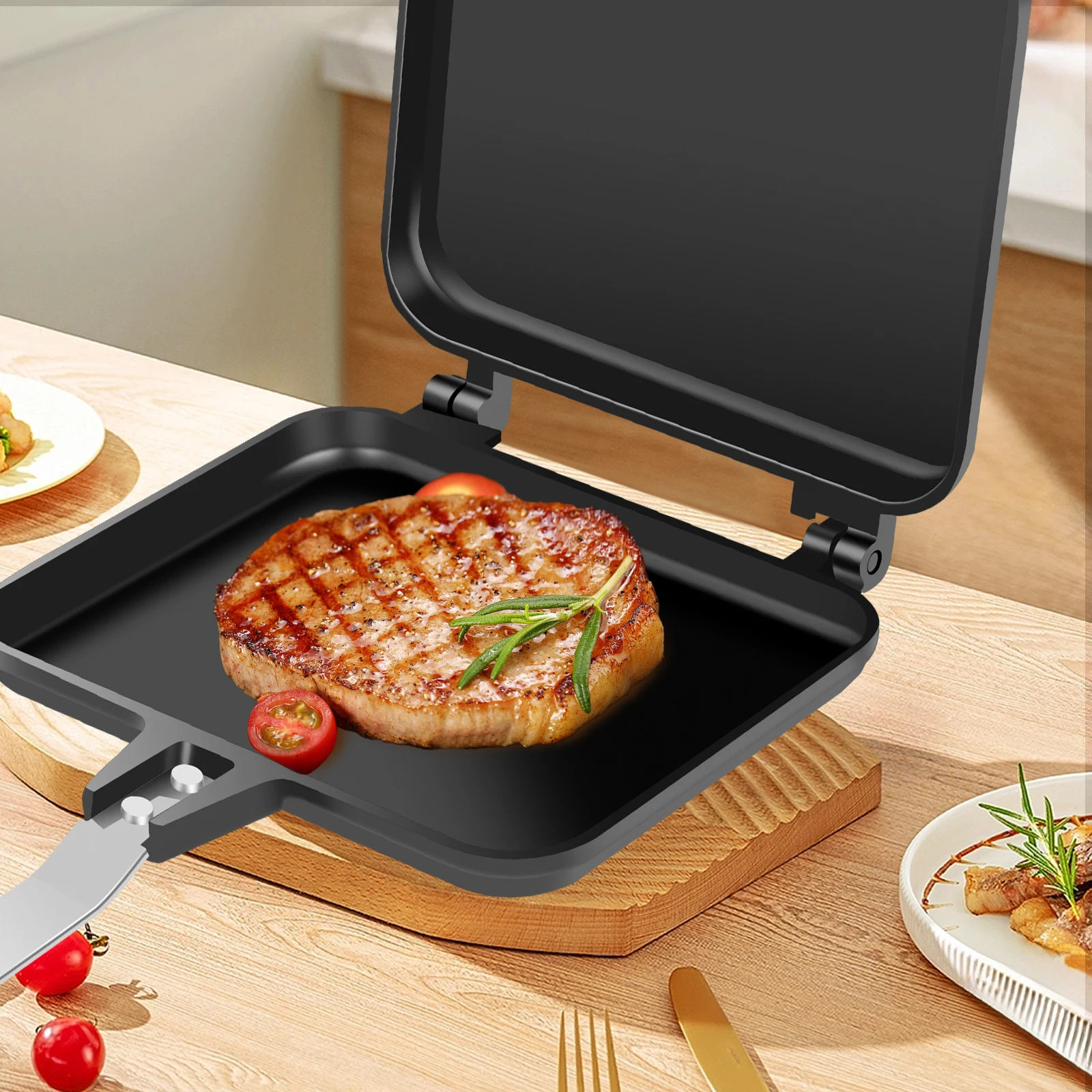 Aluminum Alloy Double-sided Frying Pan Non-stick Sandwich Baking Pan Detachable Sandwich Maker Toaster Kitchen Cooking Tools