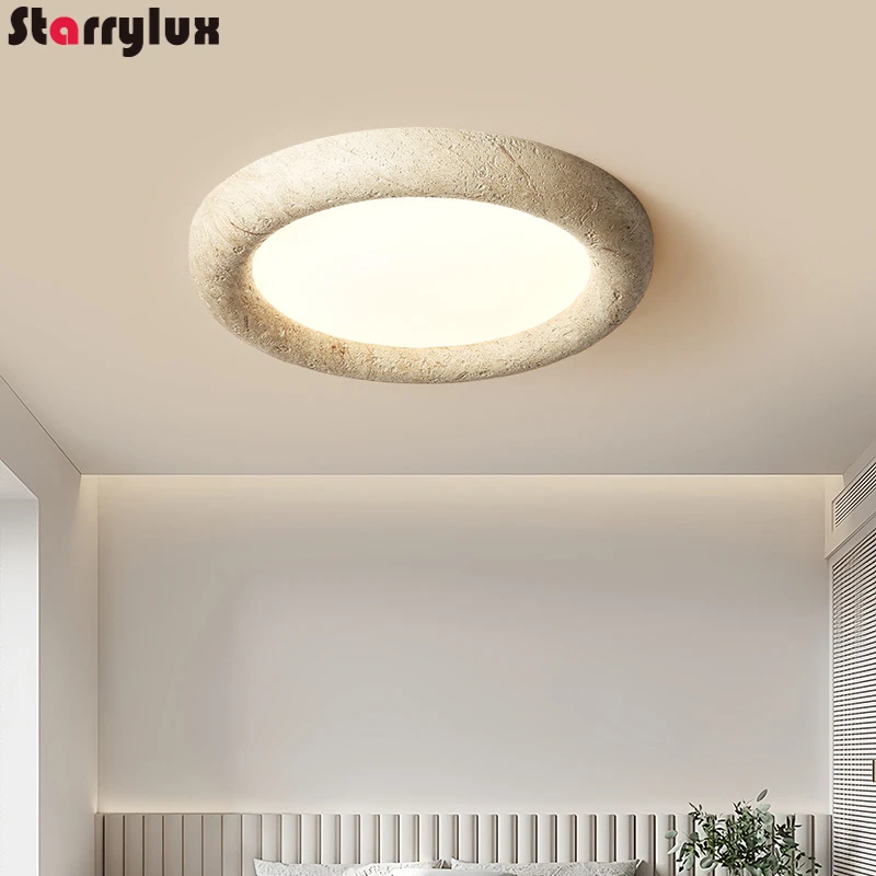 

Travertine Ceiling Light Wabi Sabi Japanese Retro Hallway Lamp Mid Century Cream Entryway Lights