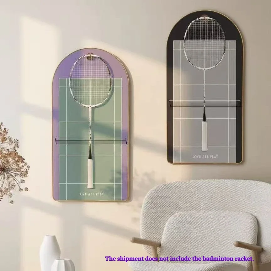 Badminton Racket Display Frame French Style Home Decor Wall Mounted Rack for Racket Collection