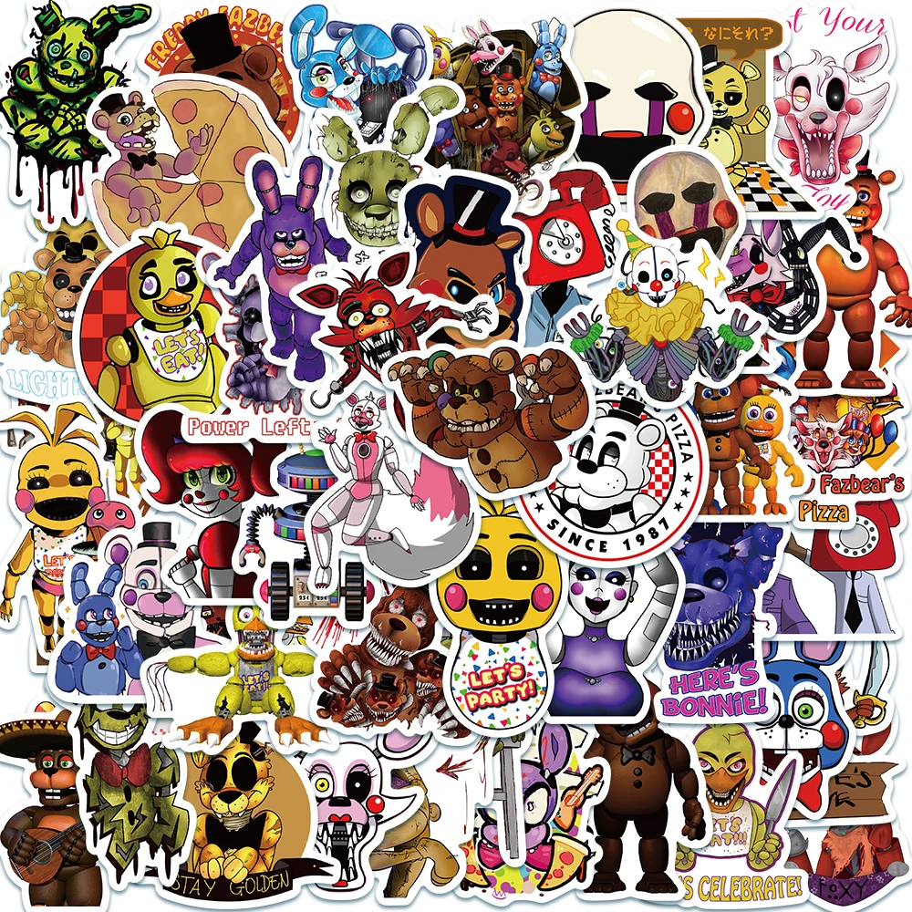 

50PCS Five Nights at Freddy's Thriller Horror Game Graffiti Stickers Vinyl DIY Phone Car Laptop Fridge Anime Decal Sticker Toy