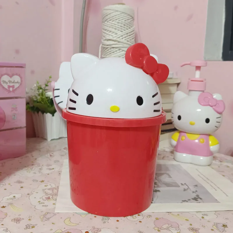 Cute Sanrio Desktop Can Hello Kitty Trash Kawaii Cartoon Anime Office Living Room Desktop Small Size Trash Storage Toy Girl Gift image 3