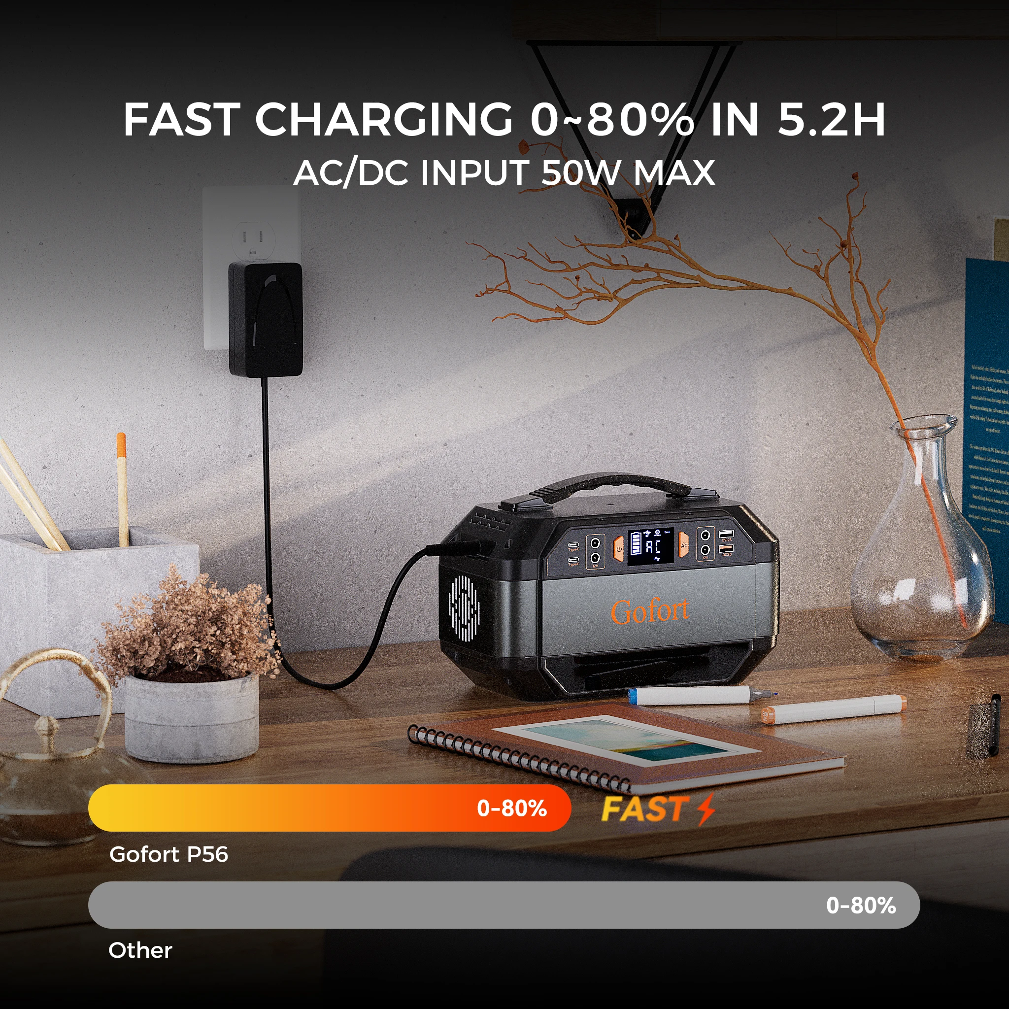 FF Flashfish 288.6Wh Portable Power Station Solar Generator 330W Lithium Batteries AC Outlets Battery Backup Power Pack Outdoor