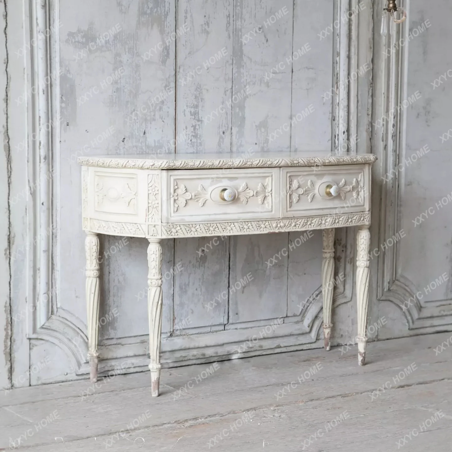 Solid wood desk retro solid wood carving flower study table writing desk antique bedroom dresser makeup table
