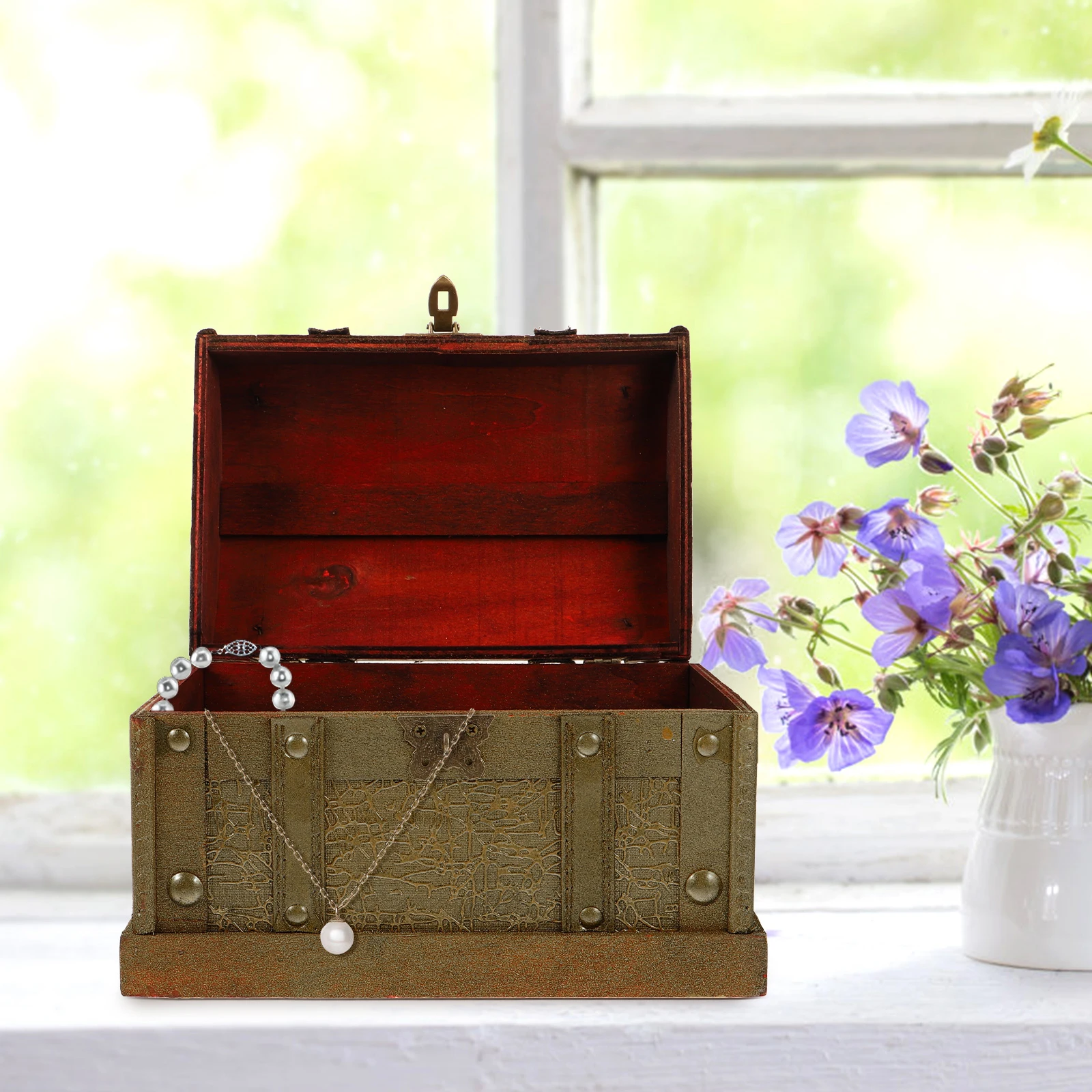 

Small Size Wooden Treasure Box Premium Metal Lock Secure Storage for Jewelry Trinkets Memory Keepsake Wooden Vintage Box