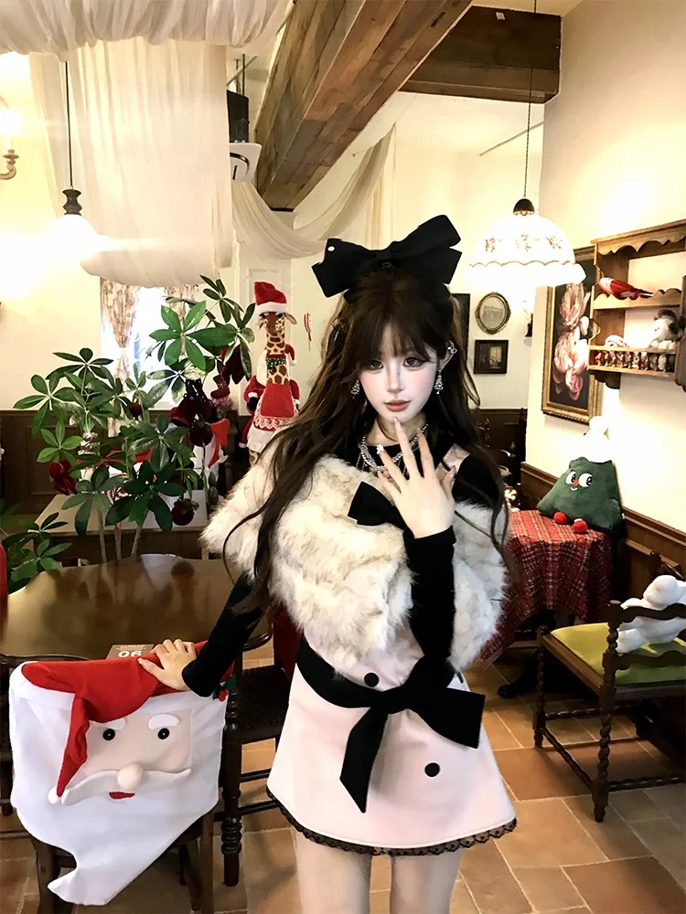 

Soft Cute Fem Sle Fur Coat Pure Desire Elegance Ladylike ort Plu Wrap oulder for Winter Par Daily Use Polyester