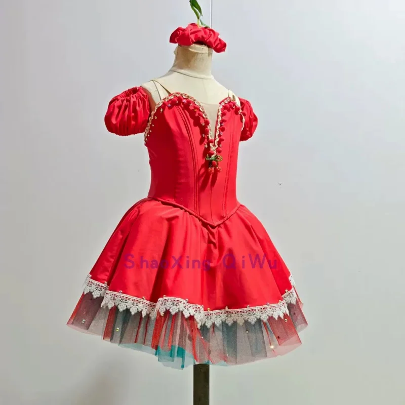 Ballet Cherry Carrot Variations Performance Dress Professional Edition Open Button Customized