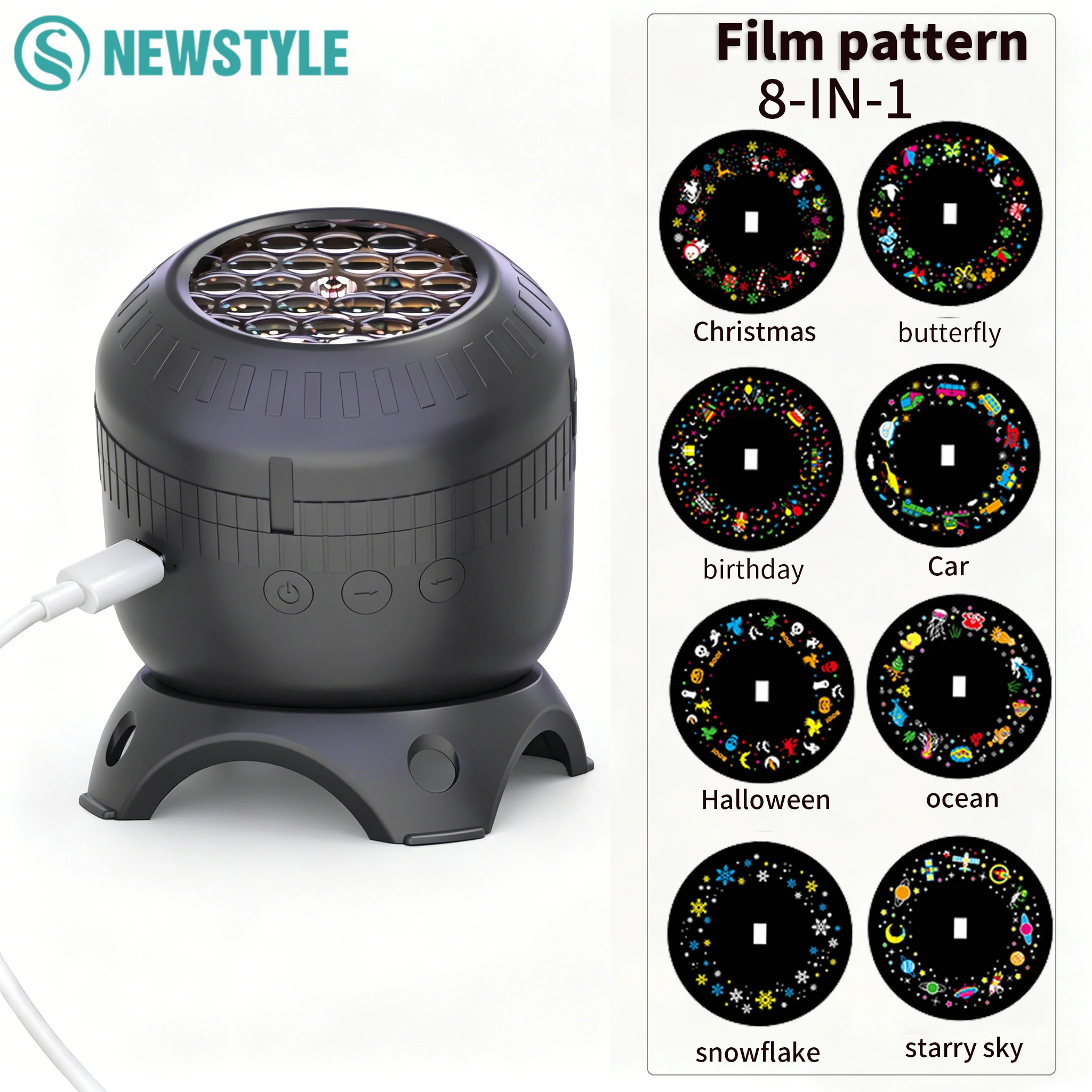 Dynamic Projector Nightlight 360° Rotating Ocean Wave Ambient Lighting with Multi-Angle Projection Base For Bedroom Decor