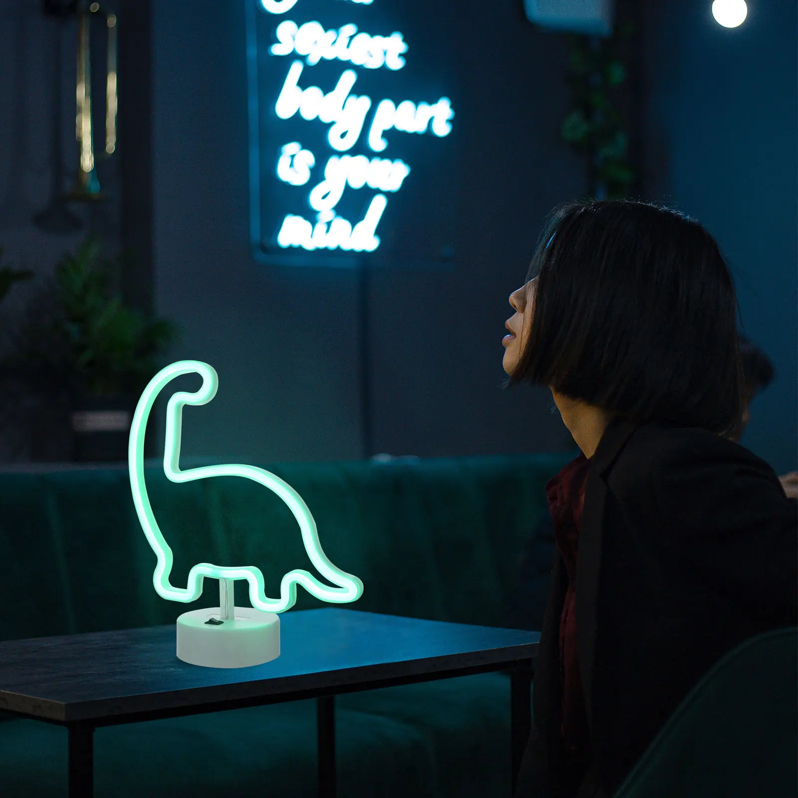 Dinosaur Shape LED Neon Light Acrylic Plastic Night Lamp Bedroom Table Decor Gift Creative Premium Delicate Durable