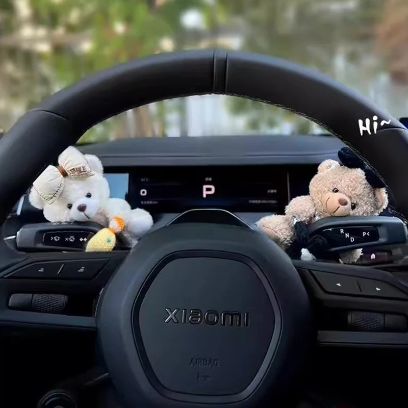 Pilot Bear Used for Car Gear Shift Decoration Cute Turn Signal Dolls Wiper Dolls Rearview Mirror Ornament