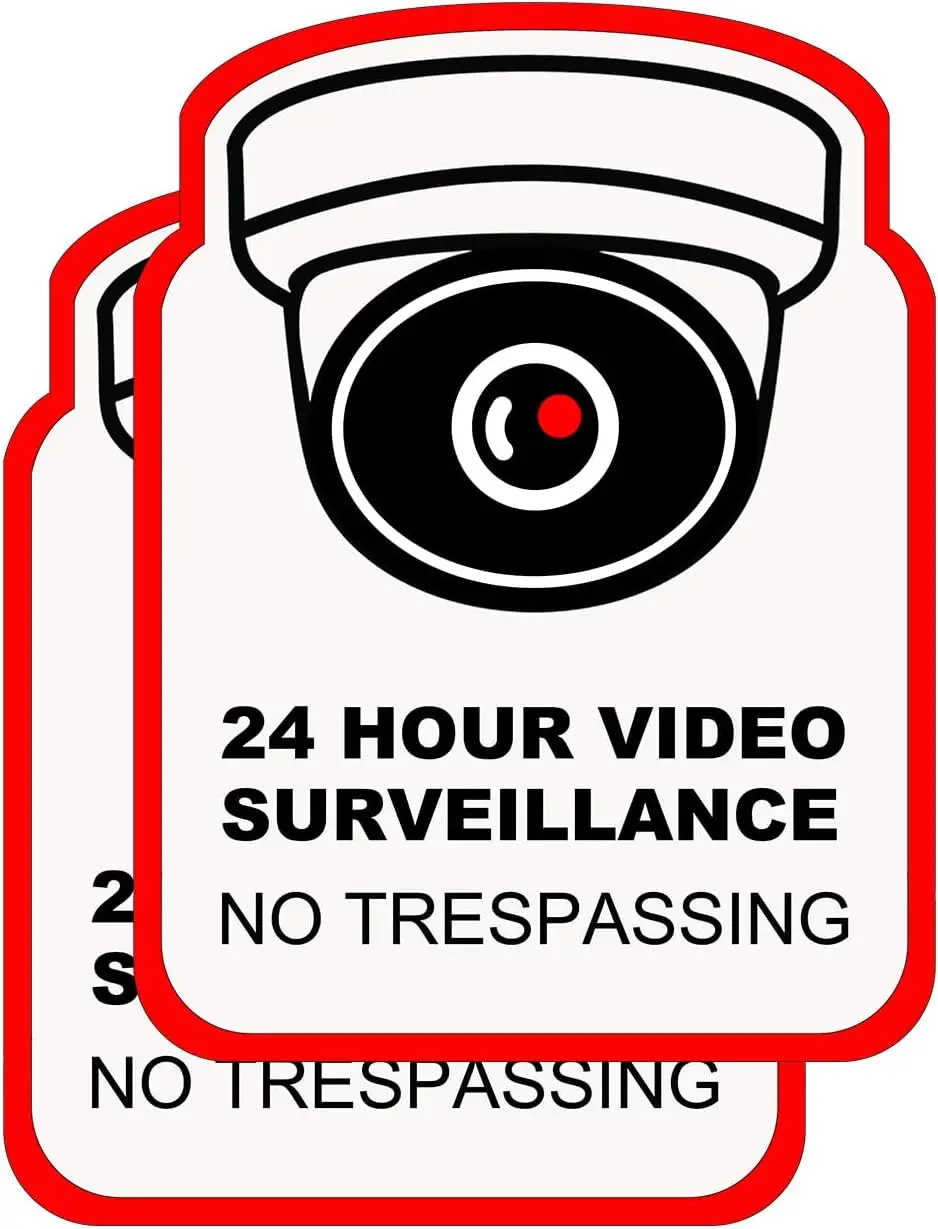 24 Hours Video Surveillance Stickers, Video Surveillance Signs, Camera Signs for Indoor and Outdoor