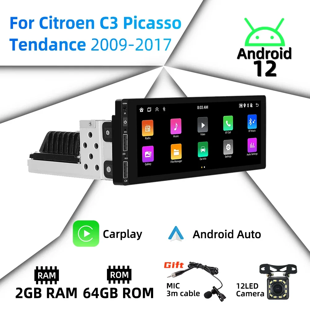 Android Radio for Citroen C3 Picasso Tendance 2009-2017 Car Multimedia Stereo 1Din 6.86