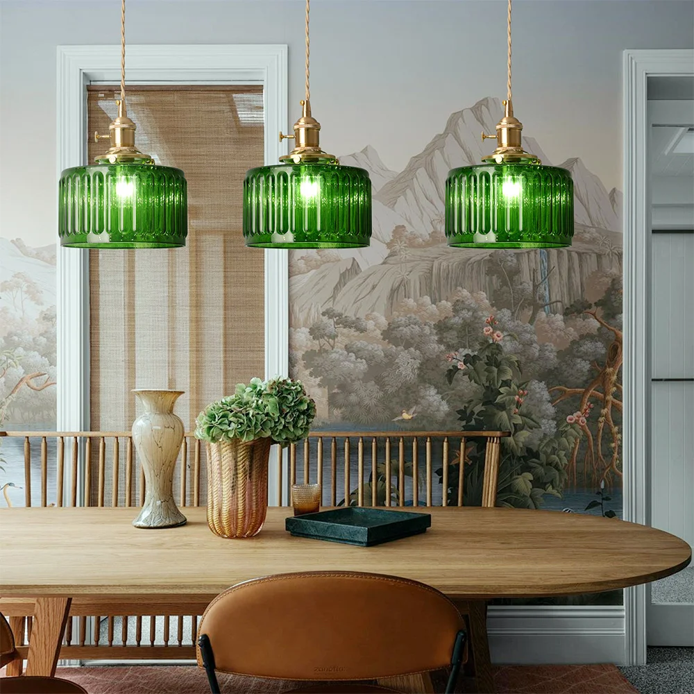 Imagem -02 - Led Green Pendant Light Nordic Chandelier Pendurado Teto Lâmpada Fixture Sala de Estar Sala de Jantar Cozinha Ilha Retro Home Decor Lustre