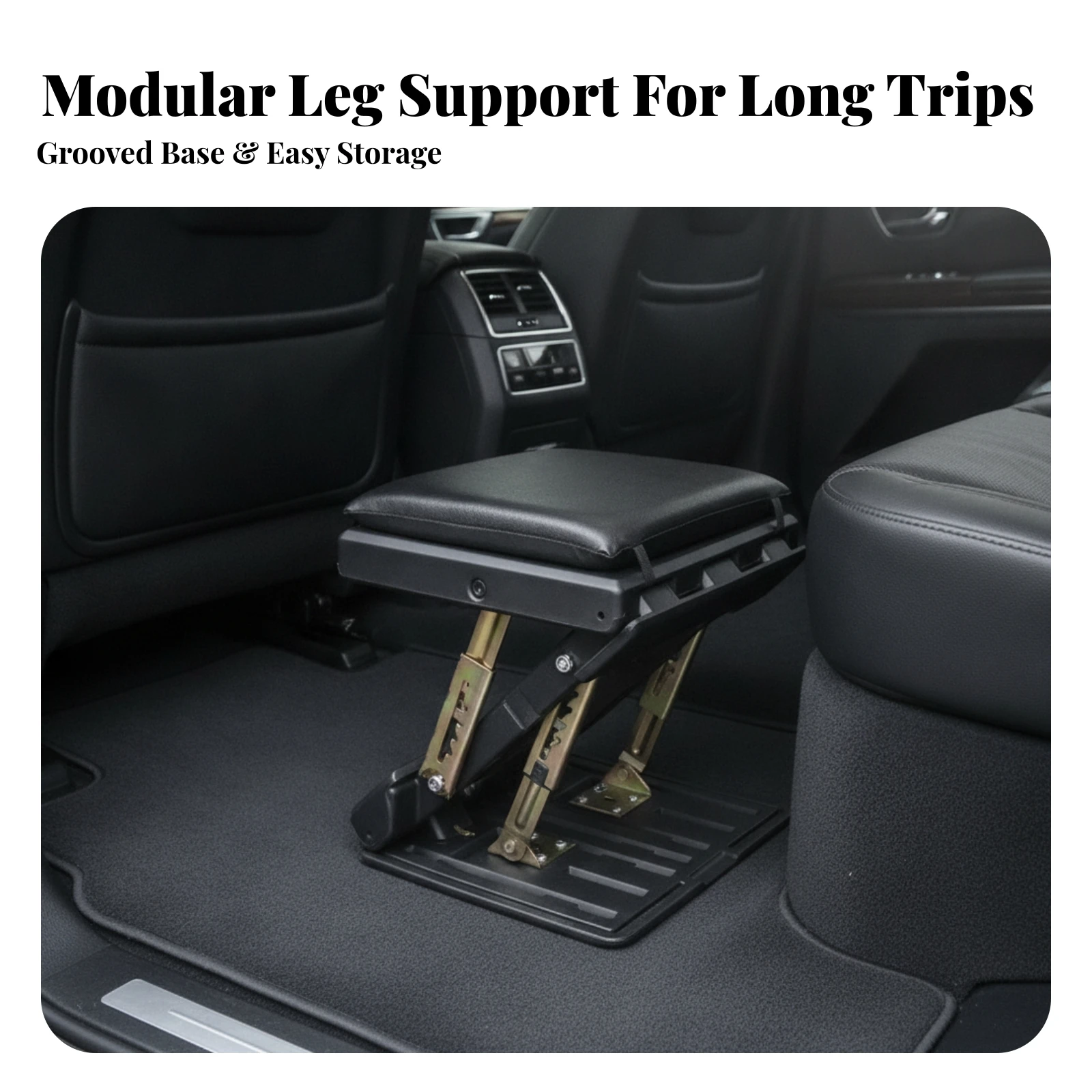 Cushion Cushioned Car Footrest with Cushion Adjustable Vehicle Footrest Compact for Rear Passengers, Road Trips