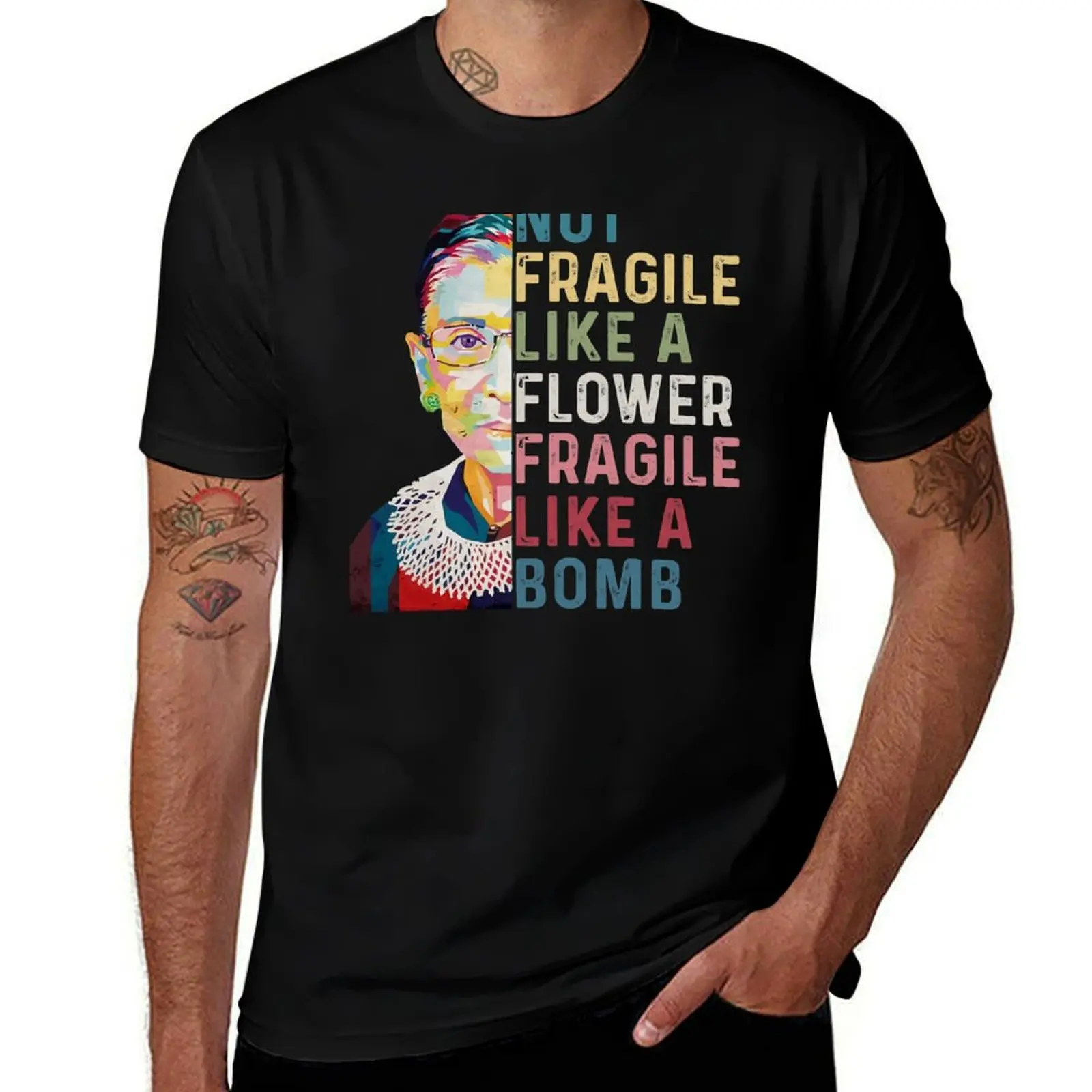 

Not Fragile Like a Flower Fragile Like a Bomb RGB Women Empowerment T-Shirt graphics mens big and tall t shirts
