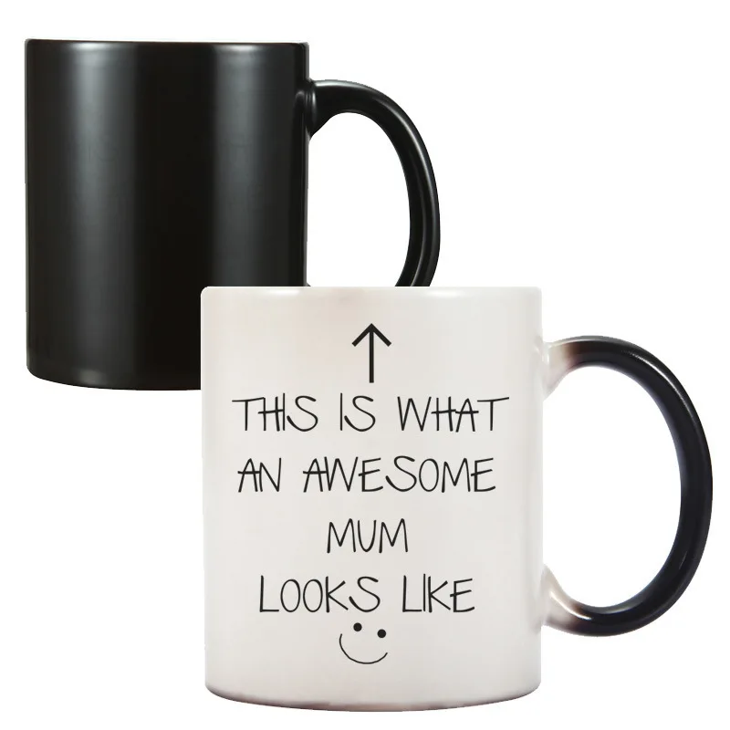 DEAR MUM English characters Mother's Day ceramic coffee mug Best MOM water cup Temperature-sensitive color-changing cup