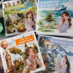Natural Scenery，Sticker Book，Creative Decorative Material，Notebook Diary Sticker，Scrapbook supplies，School Aesthetics Stationery