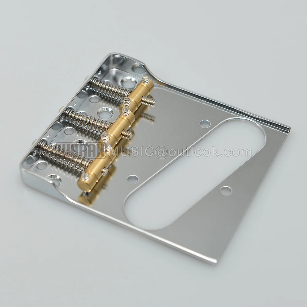 Vintage Chrome Guitar Bridge Brass Saddle Bridge For Tele Guitar with logo for Electric Guitar Parts Accessories