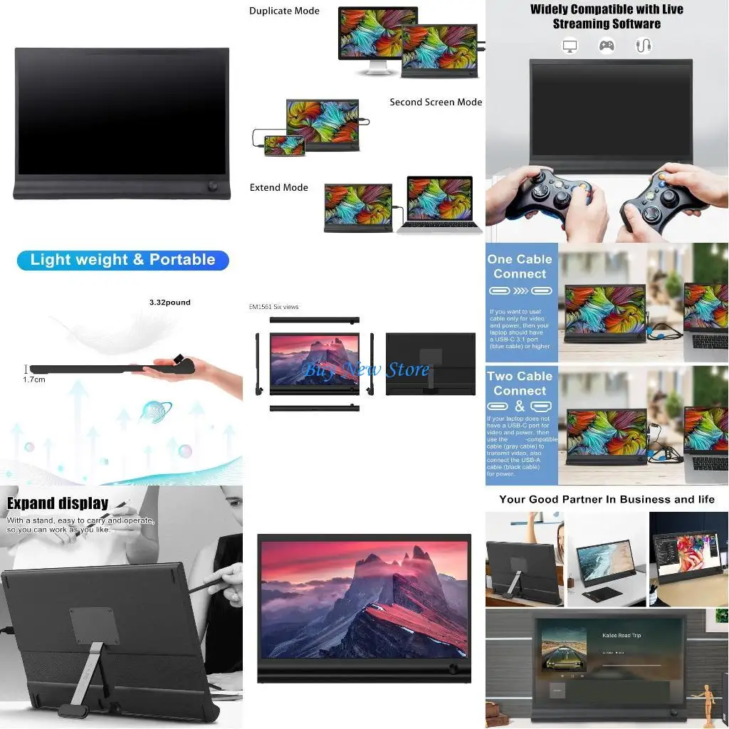 

20CE 15.6inch Gaming Monitor Portable Screen 1920x1080 Extended Display Second Screen Monitor For Laptop And Desktop