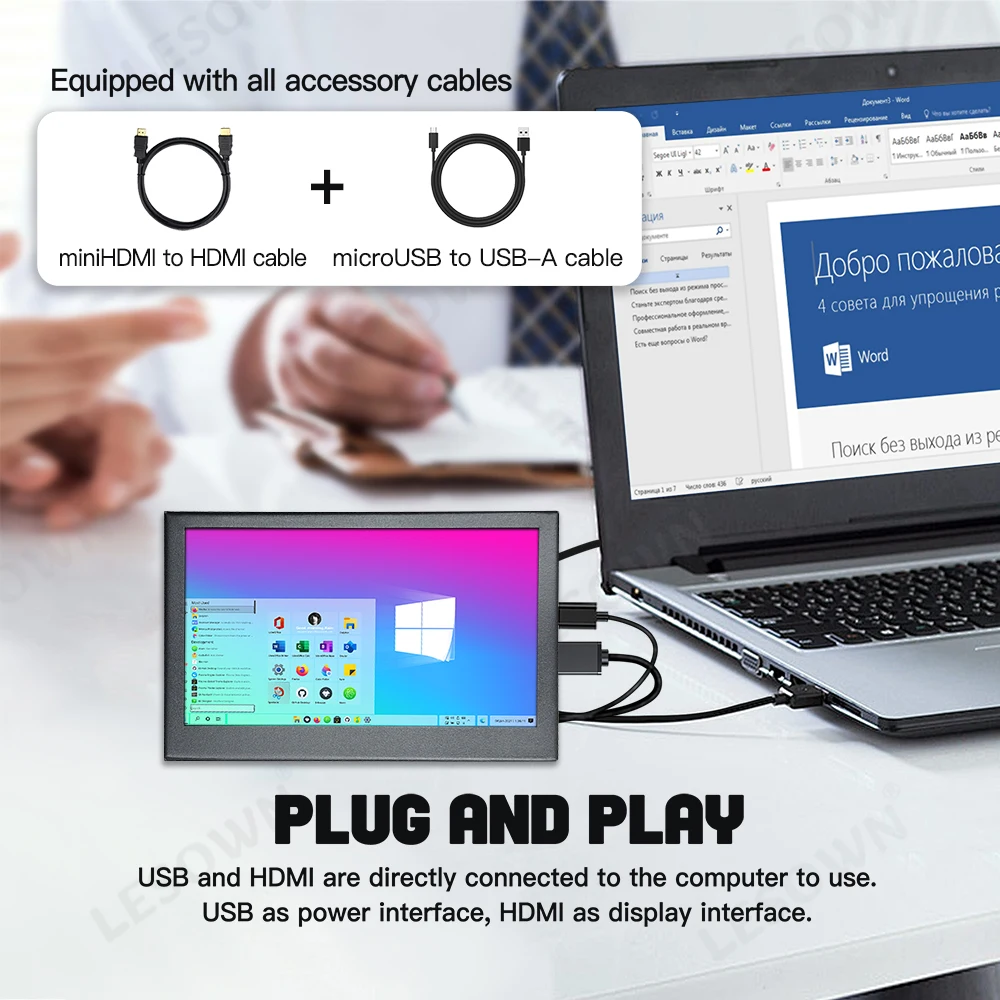 LESOWN 4.3 Inch Touch mini Monitor 800x480 Auxiliary Screen Portable Media Players Small Camera Video Field Monitor for TV Box