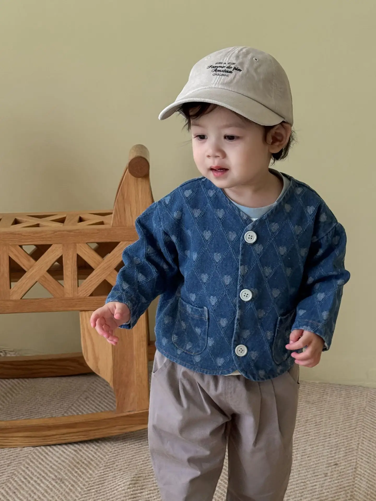

Children Korean Denim Coat 2025 New Spring Autumn Girls Full Jacquard Star Coat Baby Autumn Top Trendy