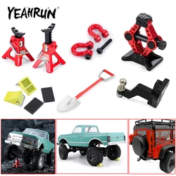 YEAHRUN 시뮬레이션 삽 휠 슬립 스토퍼 견인 트레일러 후크 잭 스탠드, TRX-4M 1/18 축 SCX24 1/24 RC 자동차 장식 도구