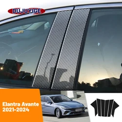 For Hyundai Elantra Avante 2021-2024 2022 2023 Carbon Fiber Window Door Column Deal B C Pillar Post Cover Trim Sticker