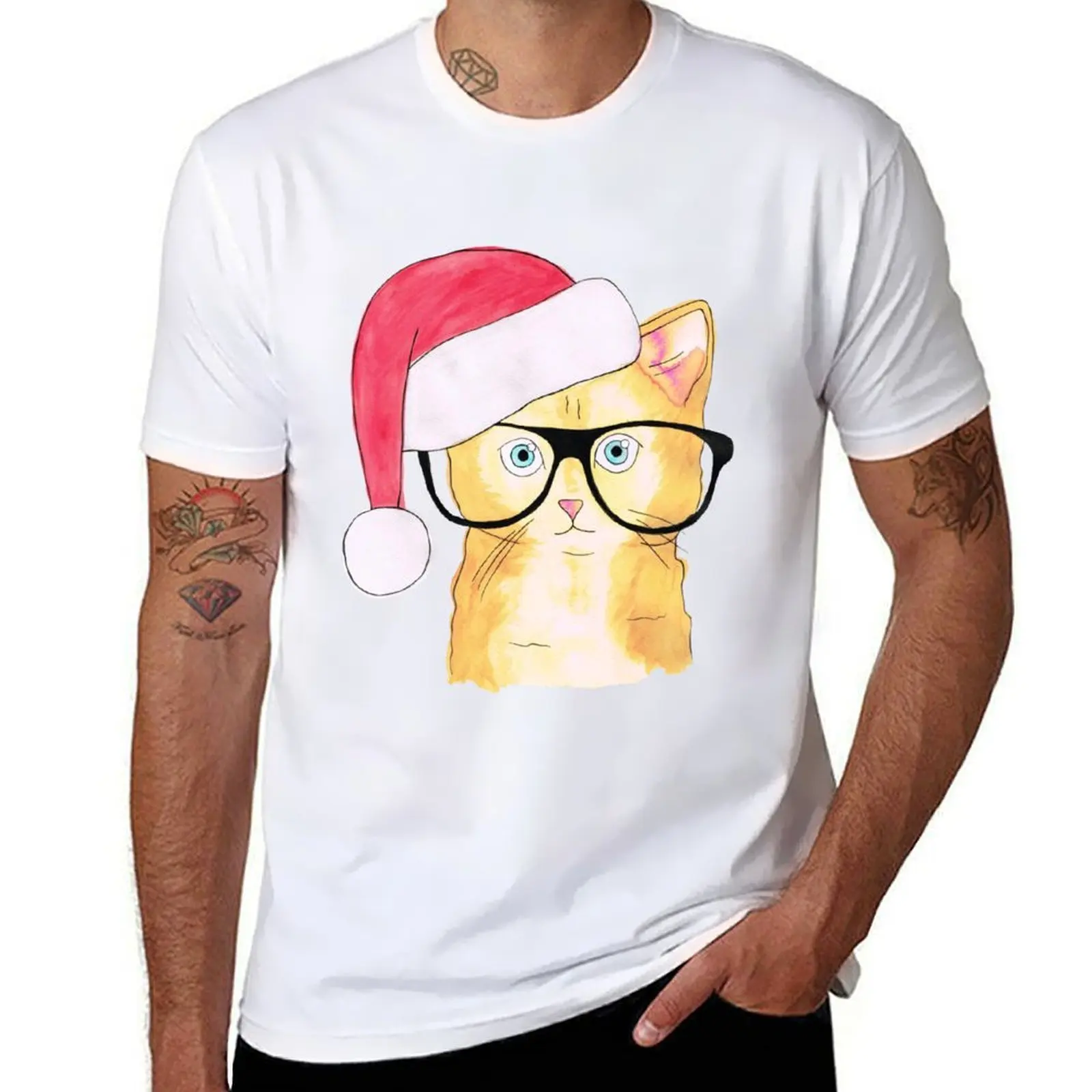 

Christmas Cat T-Shirt man t shirt cotton t shirts for man cotton funny T-Shirt