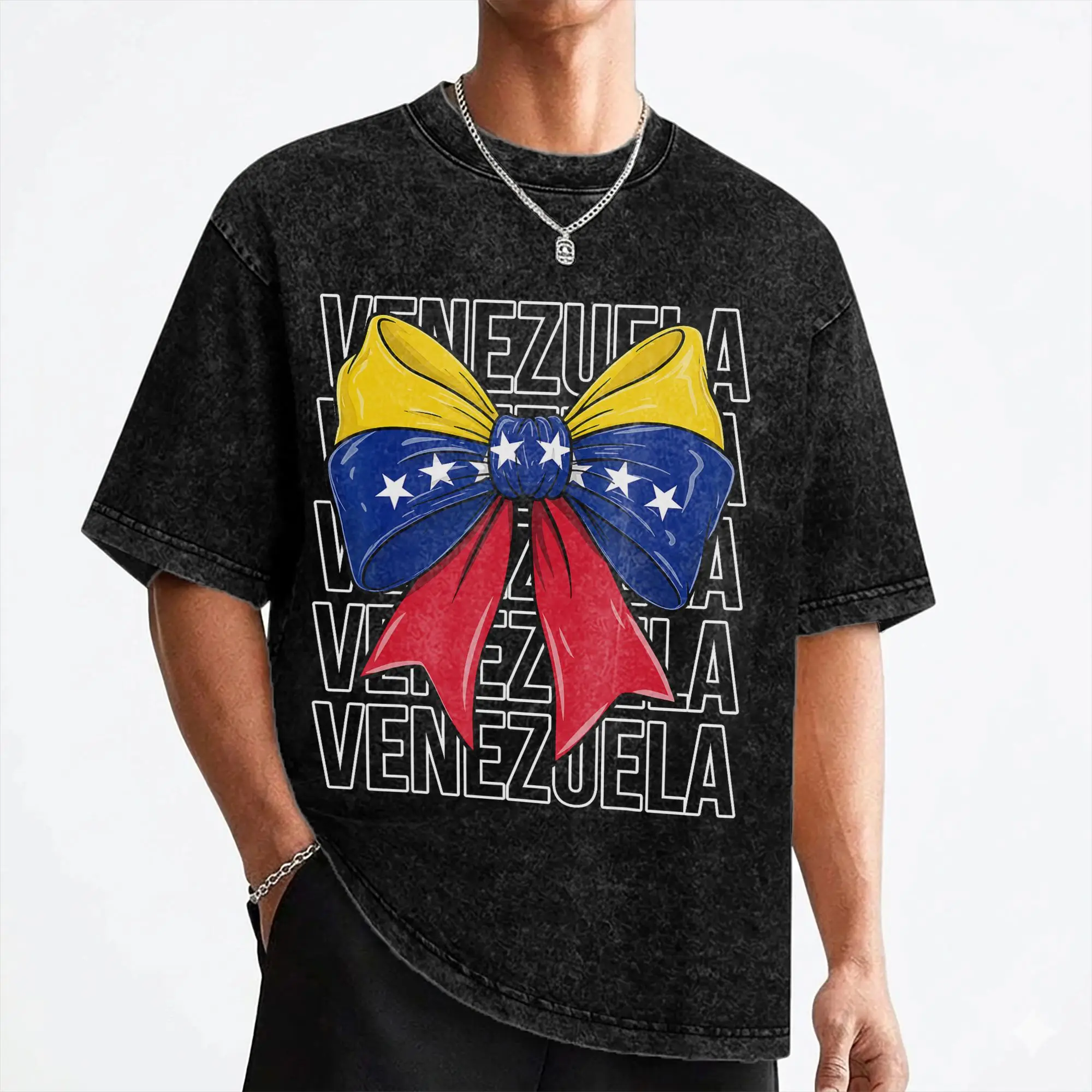 Venezuela Flag Venezuelan T Shirt Washed Cotton Oversize T-Shirt  Vintage for Men Women Streetwear Graphic Printed Tops Tees