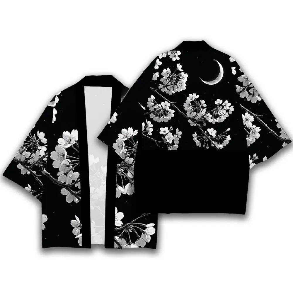 Floral And Checkered Pattern Kimono Fashion Unisex Japanese Traditional Clothing Street Style Fashion Loose Casual Cardigan