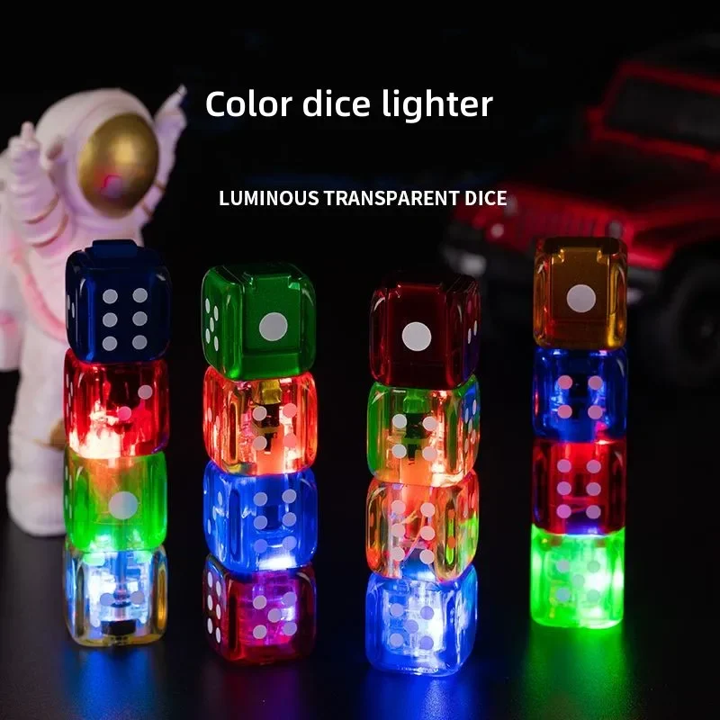 Novel Dice Lighter Jet Windproof Torch Butane Gas Cigarette Lighter Inflated Funny Glowing Toy Smoking Gadgets Rotatable Lighter