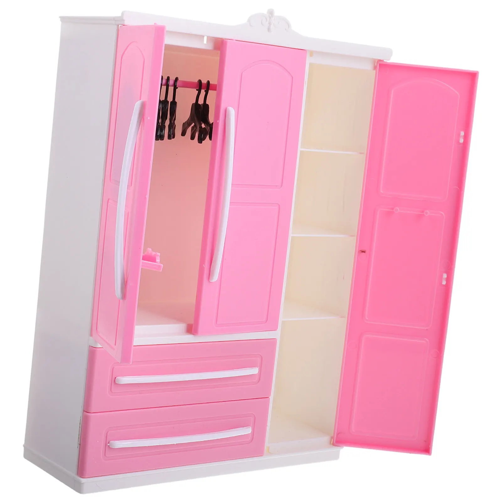 

Wardrobe Closet with Clothes Organizer Hangers Storage Large Capacity Miniature Dollhouse Bedroom Furniture Apparel Rack
