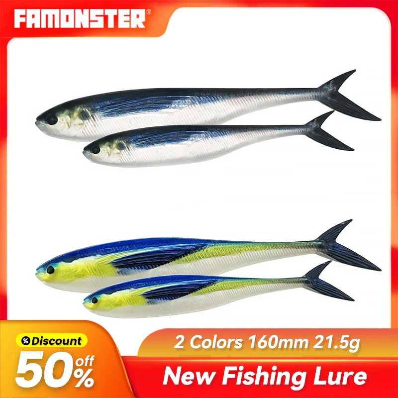 

Famonster Fishing Lure125mm11g160mm21.5g Biomimetic Soft Bait 3D Printed Coated Sea Y-Paddle Scissor Tail Tuna Bass Pike Winter