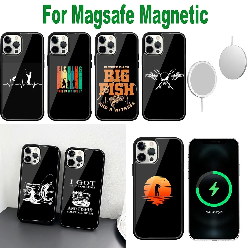 Fishing Heartbeat Phone Case For iPhone 16,15,14,13,12,11,Plus,Pro,Max,Mini Magsafe Magnetic Wireless Charging