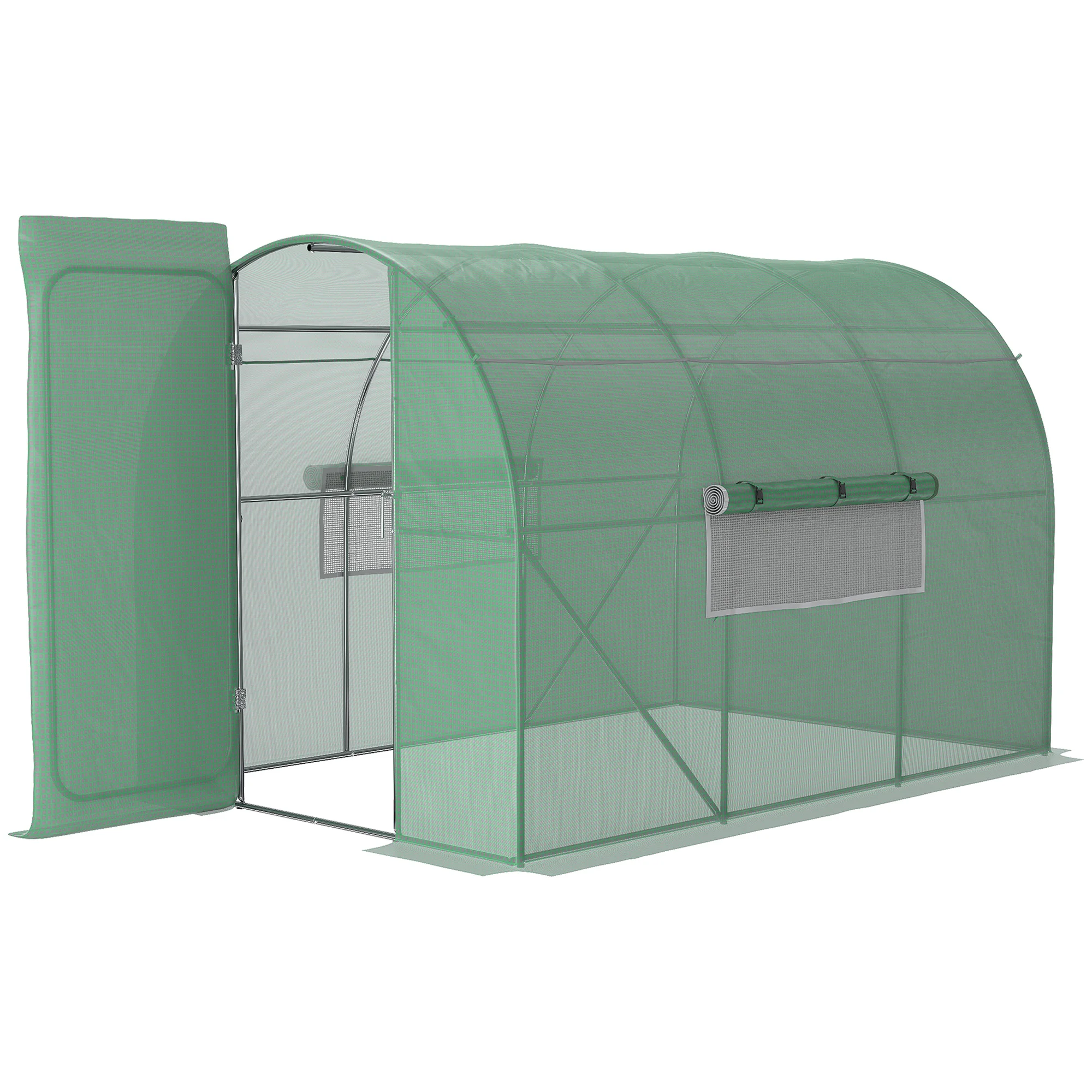 Outsunny 3x2x2 m tunnel greenhouse with door and windows drainage function large garden greenhouse with PE cover and galvanized Metal for crops plants green vegetables